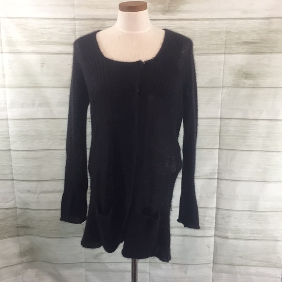 Eileen Fisher black mohair duster cardigan PM - Picture 2 of 13